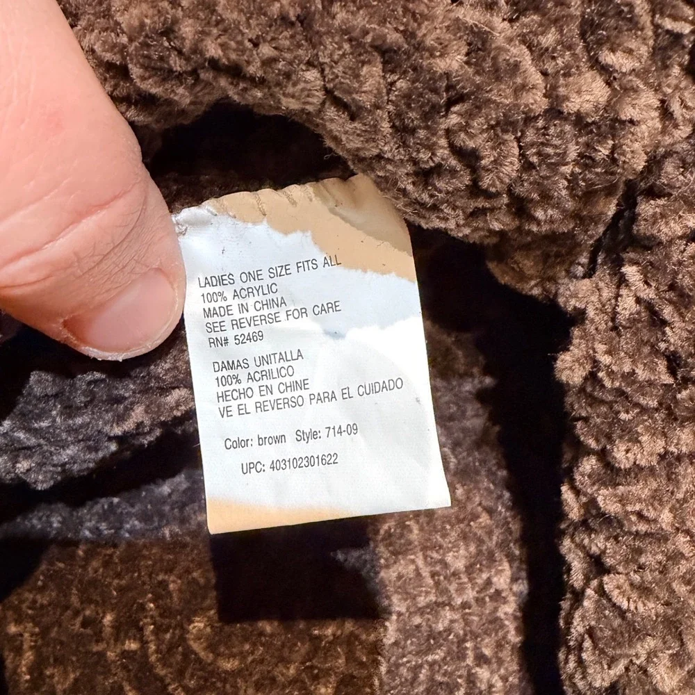 Brown VTG Crochet Knit Chenille Bucket Hat‎ Textured Boho Chic
